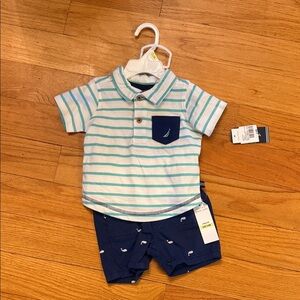 Nautica Blue and White Striped Kids Matching Set